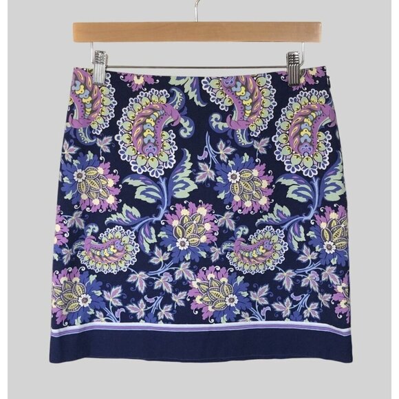 Talbots Petite Floral Paisley Mini Skirt Womens 4p Retro Colorful Easter Spring - Picture 1 of 9